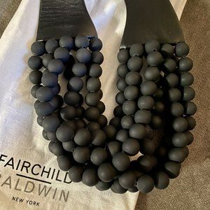 Fairchild Baldwin Bella Leather Matte Black Wood Bead Collar Magnetic Necklace